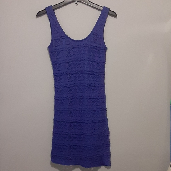 NEW Womens Blue Lace Bodycon Mini Dress - Picture 3 of 5